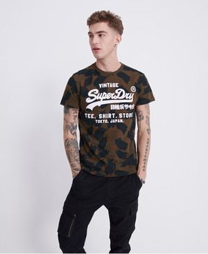 Superdry Vintage Logo All Over Print Férfi Pólók Zöld | BQUMP5241